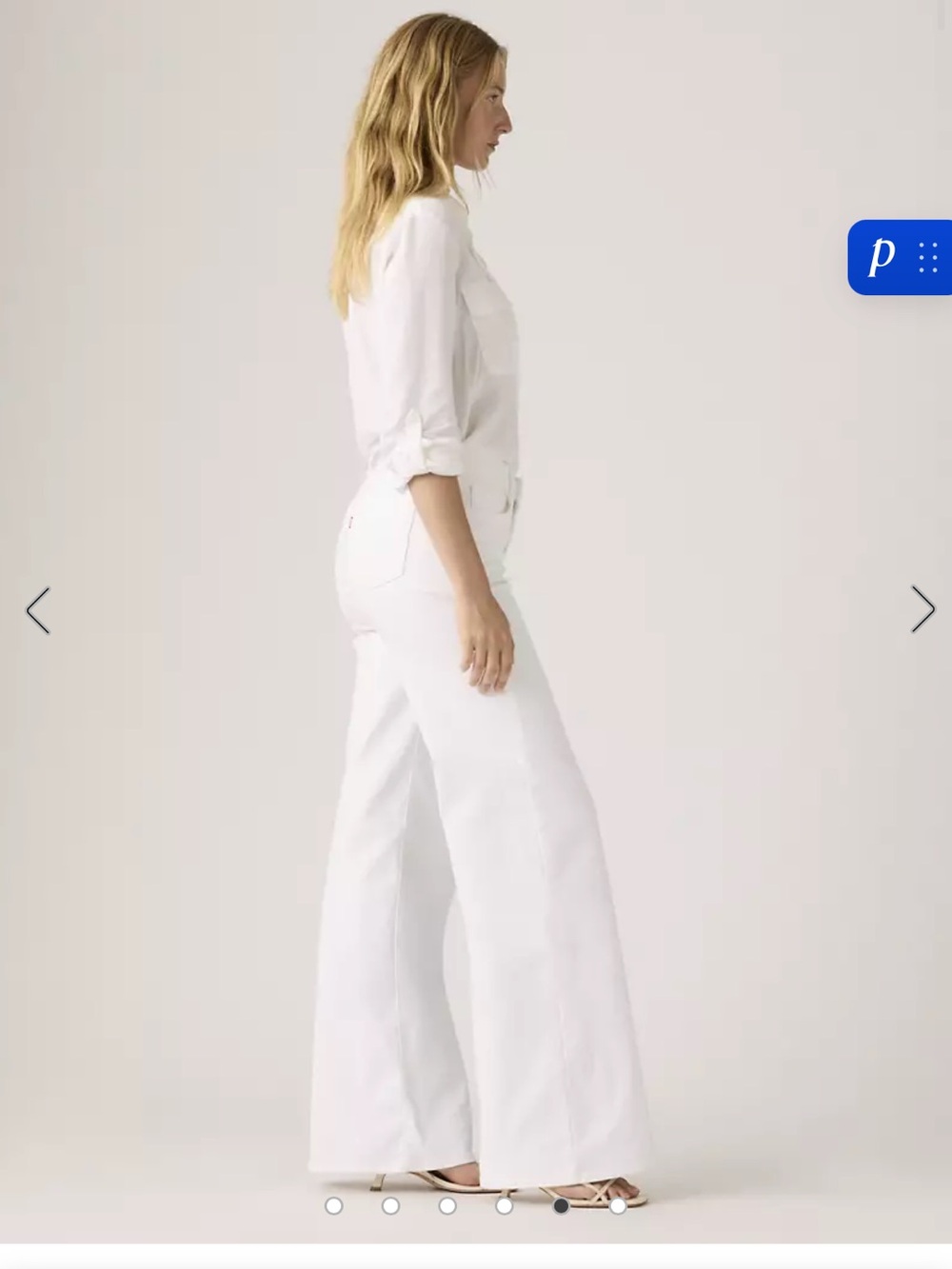 NWT Levi’s Women’s 318 Shaping Wide Leg Jeans Size 27 X 30 Clean White Mid Rise - Picture 4 of 9